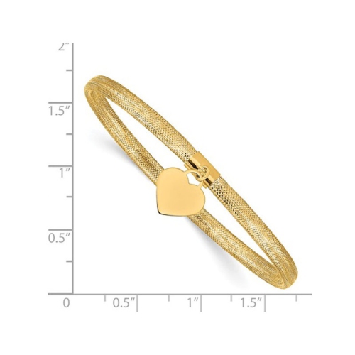 14K Yellow Gold Heart Mesh Stretch Bracelet