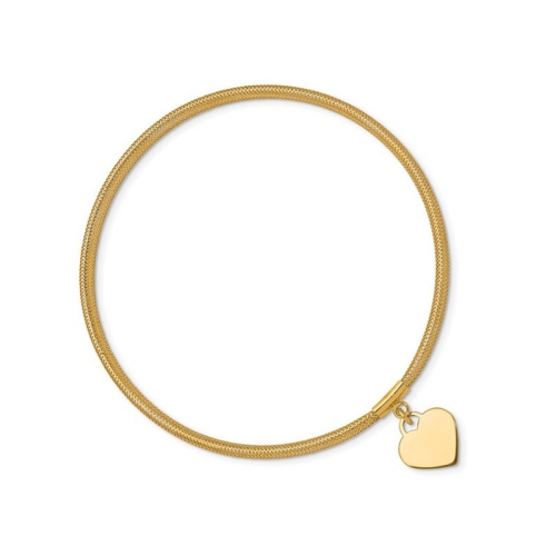14K Yellow Gold Heart Mesh Stretch Bracelet