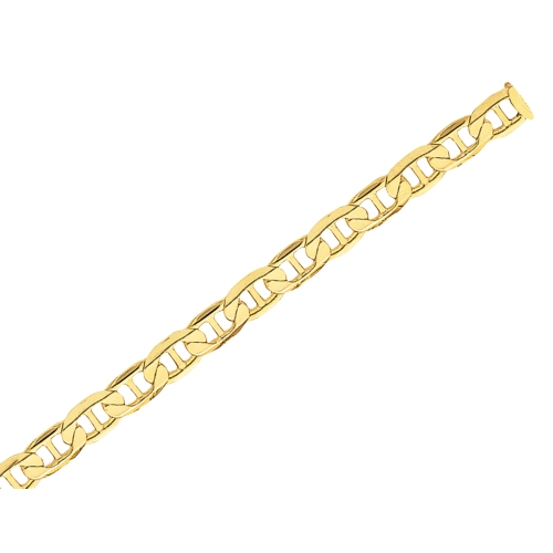 Mens 6.25mm Concave Anchor Chain Bracelet 14K Yellow Gold