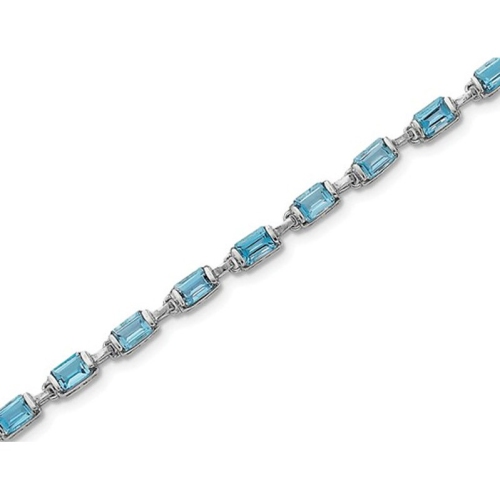 1.20 Carat Emerald Cut Natural Blue Topaz Bracelet in Sterling Silver (7.25 Inches)