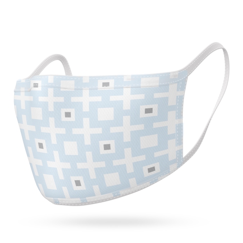 KUSHIES  Washable Kids Mask - Squares In Blue