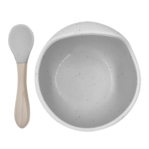 Kushies SiliScoop Silicone Bowl and Spoon Set - Day Dream Grey