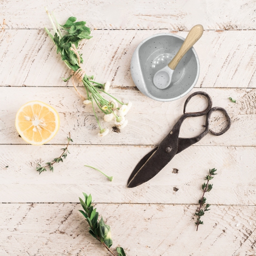 Kushies SiliScoop Silicone Bowl and Spoon Set - Day Dream Grey