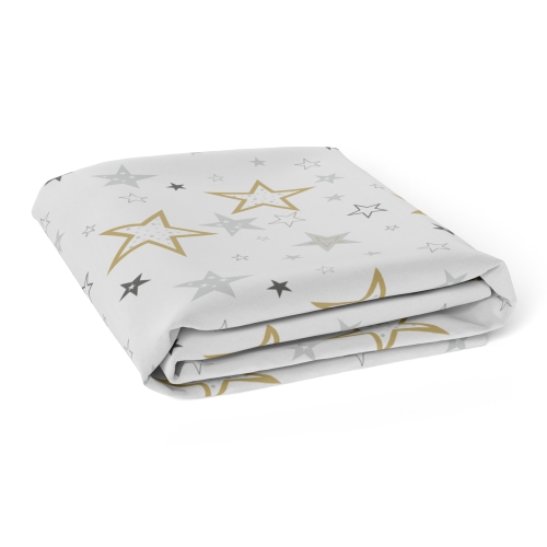 KUSHIES  Cotton Percale Fitted Crib Sheet - Golden Stars