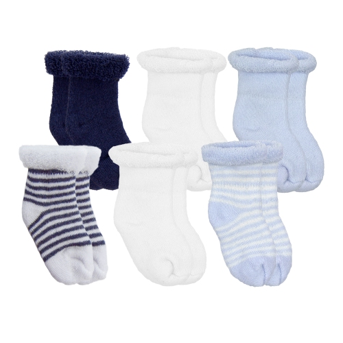 Kushies 6-Pack Terry Newborn Socks - Navy Blue