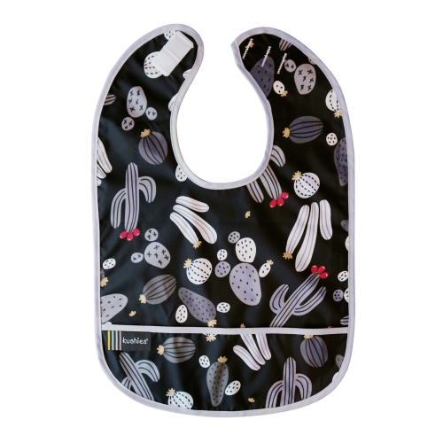 KUSHIES  Cleanbib Waterproof Bib - Cactus (12+ Months) In Black