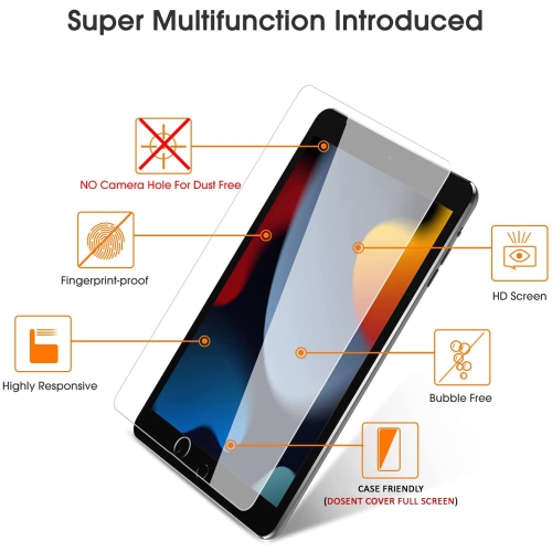 XCRS Apple iPad 10.2” 9th Gen / 8th Gen / iPad 10.2” 7th Gen iPad 7 8 9 Generation Tempered Glass LCD Screen Protector Anti Scratch Film, Bubble Free