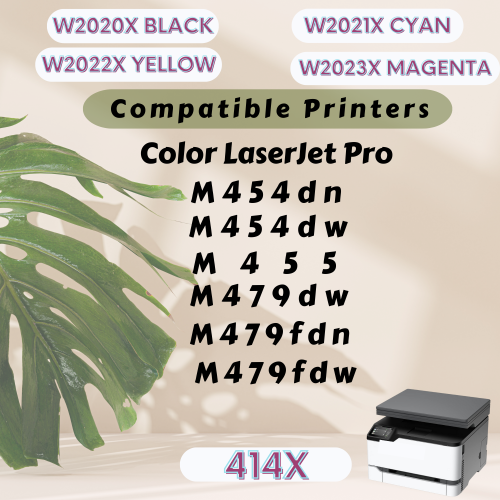 With Chip; W2022X Yellow High Yield Toner Compatible with HP 414X / 414A High Yield Version of W2022A for Color LaserJet Pro M454dn M454dw M479dw