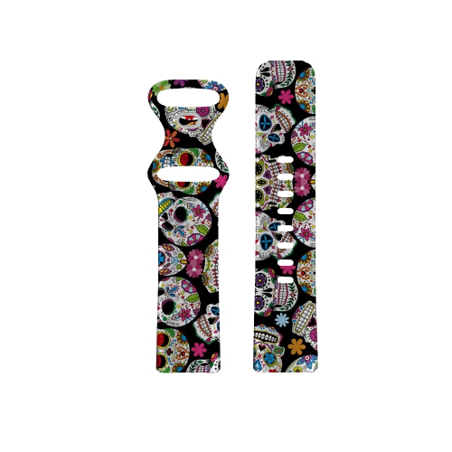 Bracelet en caoutchouc de silicone lisse StrapsCo Sangle de montre Infinity pour Fitbit Charge 5 - Court-Moyen - Crânes en sucre