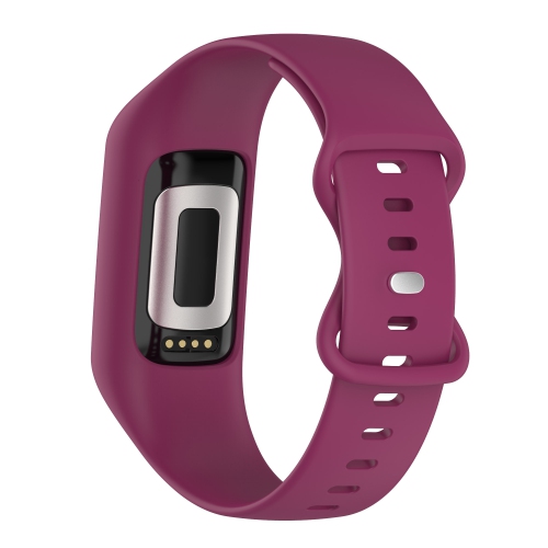 StrapsCo Rubber Watch Strap Band with Built-In Case for Fitbit Charge 5 - Sangria Purple
