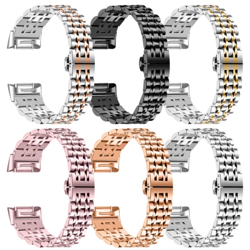 Bande de montre Bracelet en acier inoxydable de haute qualité StrapsCo pour la charge Fitbit 5 - Rose