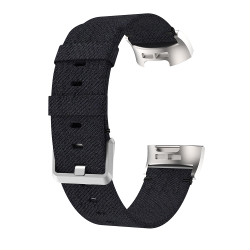 StrapsCo Woven Fabric Canvas Replacement Watch Band Strap for Fitbit Charge 5 - Charcoal