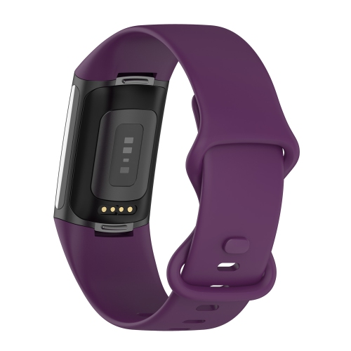 StrapsCo Silicone Rubber Infinity Band - Watch Strap for Fitbit Charge 5 - Medium-Long - Dark Purple