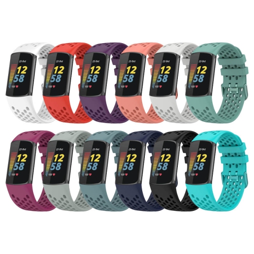 StrapsCo Heavy Duty Silicone Rubber Sport Band - Watch Strap for Fitbit Charge 5 - White