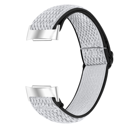 StrapsCo Replacement Woven Nylon Watch Band Strap for Fitbit Charge 5 - Black & White