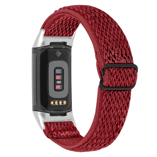 StrapsCo Replacement Woven Nylon Watch Band Strap for Fitbit Charge 5 - Red