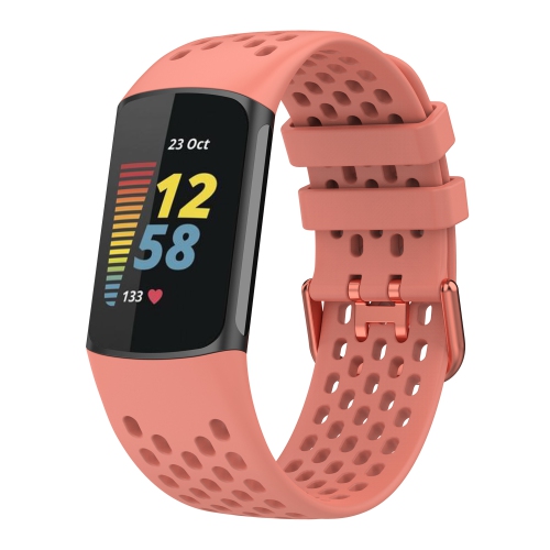 StrapsCo Heavy Duty Silicone Rubber Sport Band - Watch Strap for Fitbit Charge 5 - Pink