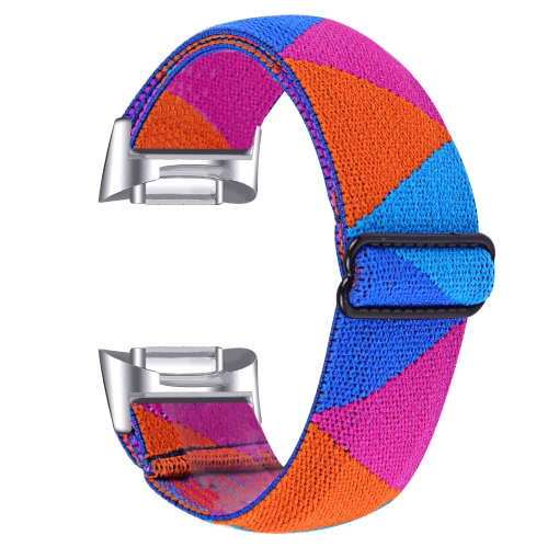 StrapsCo Replacement Woven Nylon w/ Pattern Watch Band Strap for Fitbit Charge 5 - 80s Geometric
