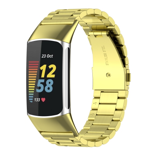 STRAPSCO  Two-Tone Stainless Steel Watch Strap Band for Fitbit Charge 5 - In Gold