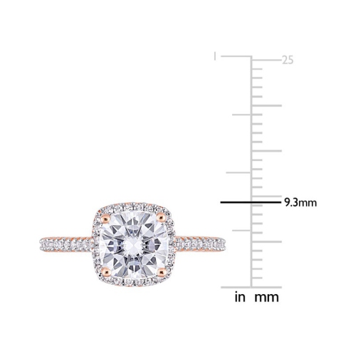 Bague de fiançailles en or rose 14K ct avec moissanite synthétique en laboratoire d'2,00&nbsp;carat avec diamants