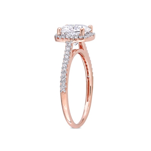 Bague de fiançailles en or rose 14K ct avec moissanite synthétique en laboratoire d'2,00&nbsp;carat avec diamants