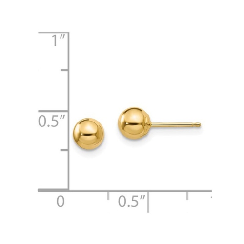 Gold Button Ball 5mm Stud Earrings in 14K Yellow Gold