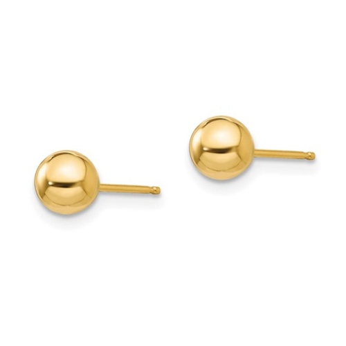 Gold Button Ball 5mm Stud Earrings in 14K Yellow Gold
