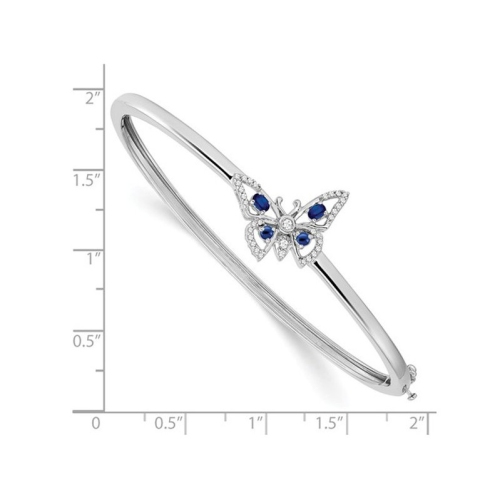 1/3 Carat Blue Sapphire Butterfly Bangle Bracelet in 14K White Gold with Diamonds