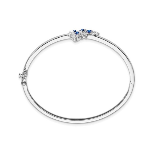 1/3 Carat Blue Sapphire Butterfly Bangle Bracelet in 14K White Gold with Diamonds