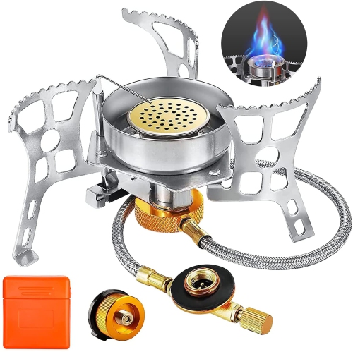 Auto 3500W Camping Gas Stove with Convenient Piezo Ignition Support Wind-Resistance Camp Stove for Outdoor Camping Hiking Cooking Backpack Stove