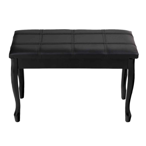 Topbuy PU Leather Piano Bench Solid Wood Padded Double Duet Keyboard Seat w/ Storage Box Black