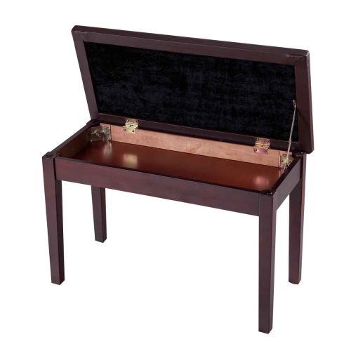 Topbuy PU Leather Piano Bench Solid Wood Padded Double Duet Keyboard Seat w/ Storage Box Coffee