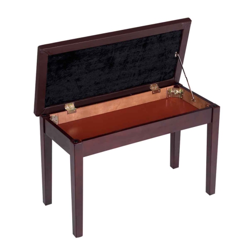 Topbuy PU Leather Piano Bench Solid Wood Padded Double Duet Keyboard Seat w/ Storage Box Coffee