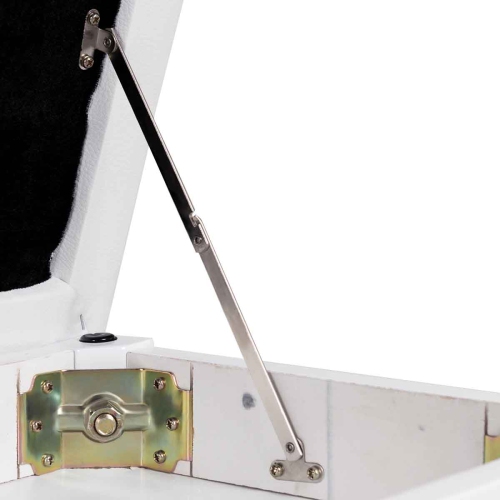 Topbuy PU Leather Piano Bench Solid Wood Padded Double Duet Keyboard Seat w/ Storage Box White