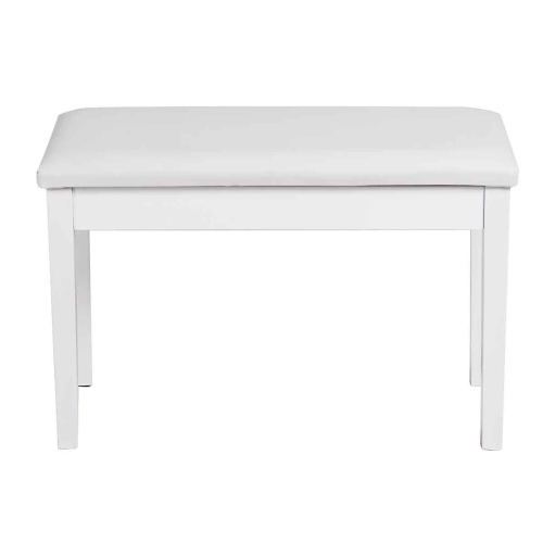 Topbuy PU Leather Piano Bench Solid Wood Padded Double Duet Keyboard Seat w/ Storage Box White