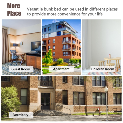 Topbuy Twin Convertible Bunk Beds with Trundle & Ladder for Kids Espresso