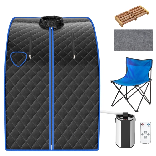 Topbuy Portable Steam Sauna Spa Household Personal Sauna Tent W/ 9-Level Temperature & Timer Black/Coffee/Gray