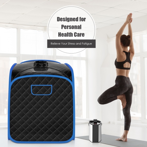 Topbuy Portable Steam Sauna Spa Household Personal Sauna Tent with 9-Level Temperature &Timer Coffee/Navy/Black