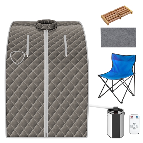 Tente de sauna personnelle pour la maison avec 9 niveaux de température et minuterie noir/café/gris de TopBuy Spa à vapeur portative