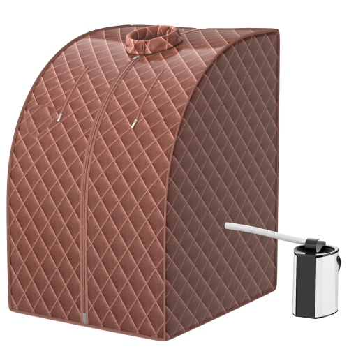 Topbuy Portable Steam Sauna Spa Household Personal Sauna Tent W/ 9-Level Temperature & Timer Black/Coffee/Gray
