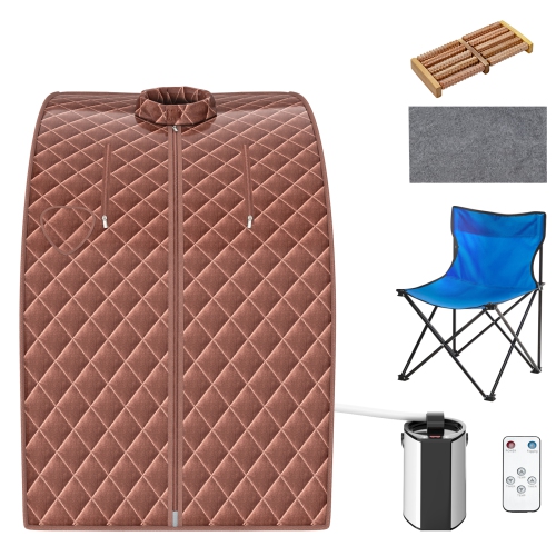 Tente de sauna personnelle pour la maison avec 9 niveaux de température et minuterie noir/café/gris de TopBuy Spa à vapeur portative