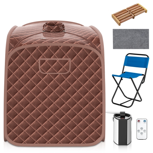 Topbuy Portable Steam Sauna Spa Household Personal Sauna Tent with 9-Level Temperature &Timer Coffee/Navy/Black