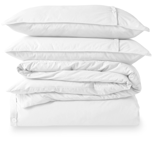 BARE HOME  100% Organic Cotton Duvet Cover Set - Crisp Percale Weave - Lightweight & Breathable - Full/queen In White