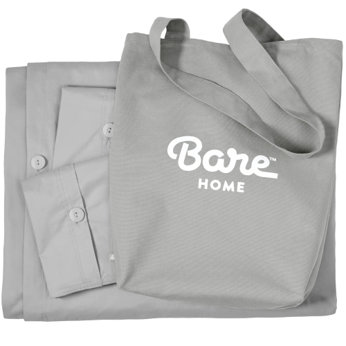 Bare Home 100% Organic Cotton Duvet Cover Set - Crisp Percale Weave - Lightweight & Breathable - Full/Queen, Light Grey