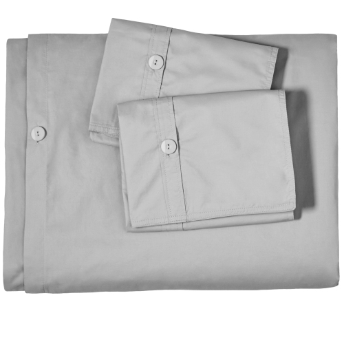 Bare Home 100% Organic Cotton Duvet Cover Set - Crisp Percale Weave - Lightweight & Breathable - Full/Queen, Light Grey