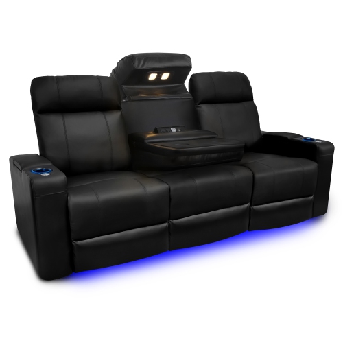 Valencia Piacenza Console Home Theater Seating | Premium Top Grain Nappa Leather, Power Headrest, with Center Dropdown Console