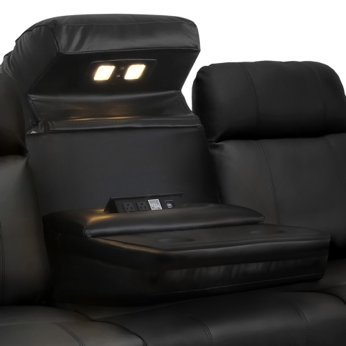 Valencia Piacenza Console Home Theater Seating | Premium Top Grain Nappa Leather, Power Headrest, with Center Dropdown Console