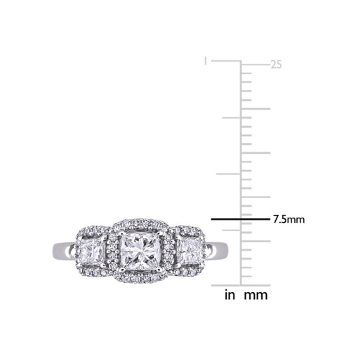 1.00 Carat Three-Stone Princess-Cut Diamond Engagement Ring in 10K White Gold