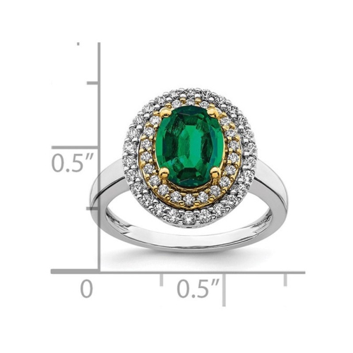 1.90 Carat Lab-Created Emerald Halo Ring in 14K White Gold with Lab-Grown Diamonds (SIZE 7)