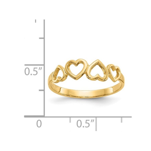 14K Yellow Gold Heart Promise Ring Band